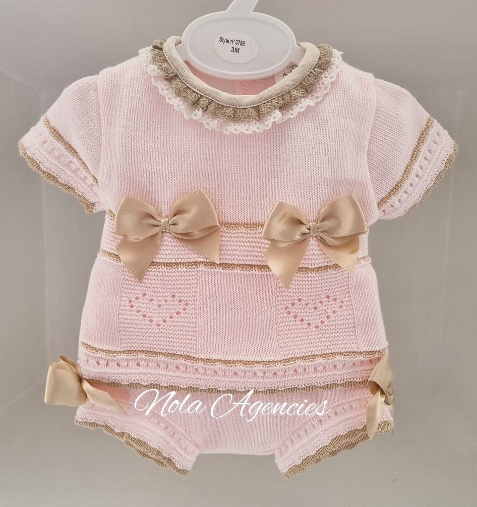 3758 - Pink & Beige Short set (Pack of 5)