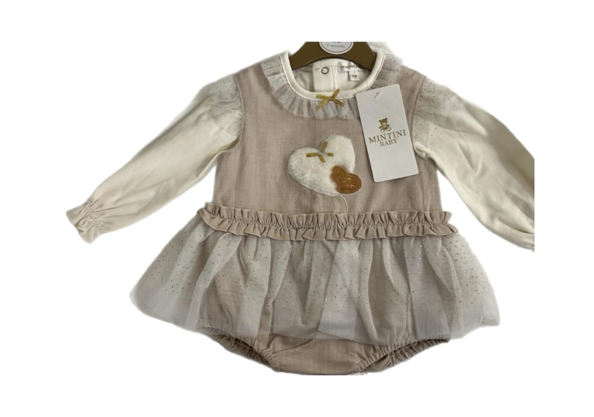 Beige sparkle tutu long sleeved dress (Pack of 6)