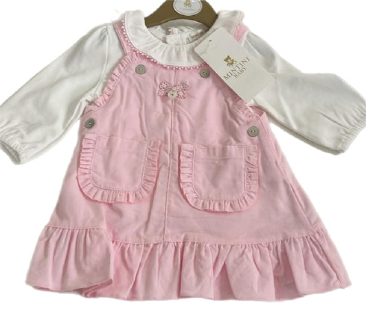 Pink long sleeved pinafore dress (Pack of 6)