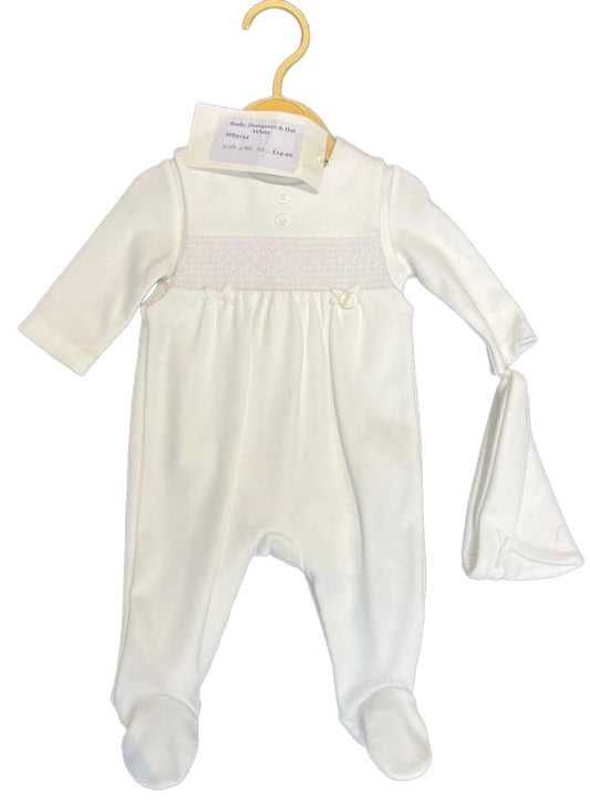 MB5134 - Premature White/Pink Dungaree set (Pack of 6)