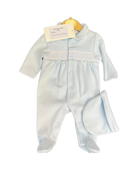 MB5147- Premature Blue Babygrow set (Pack of 6)