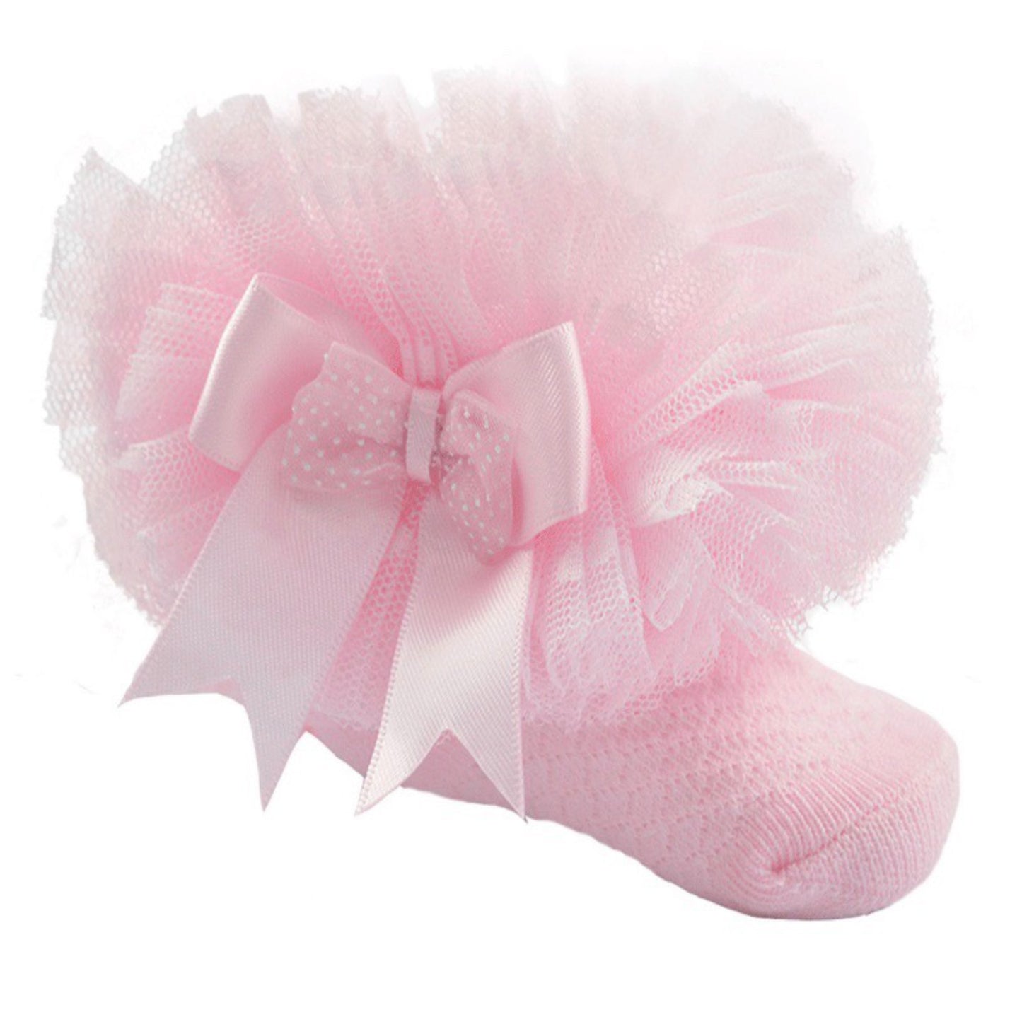 GS214 - Soft Touch organza frill sock with bow