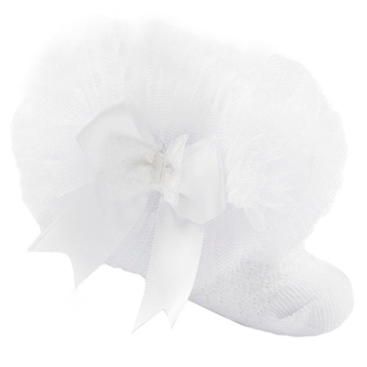 GS214 - Soft Touch organza frill sock with bow