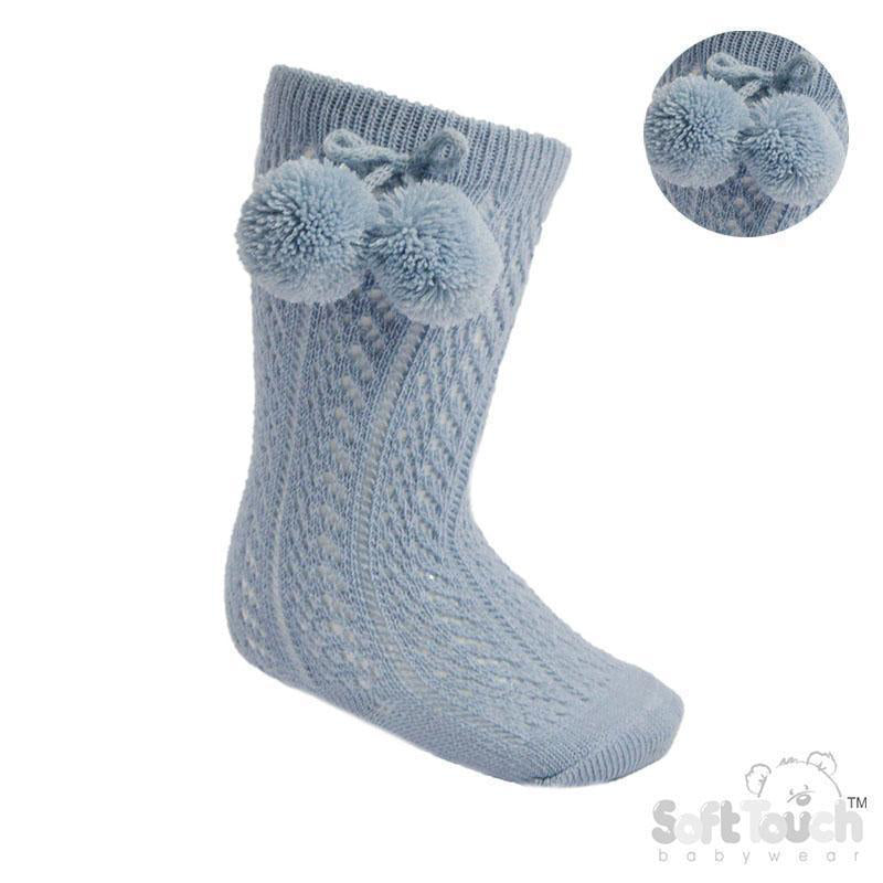 PS04 - Soft Touch knee high sock with pom pom