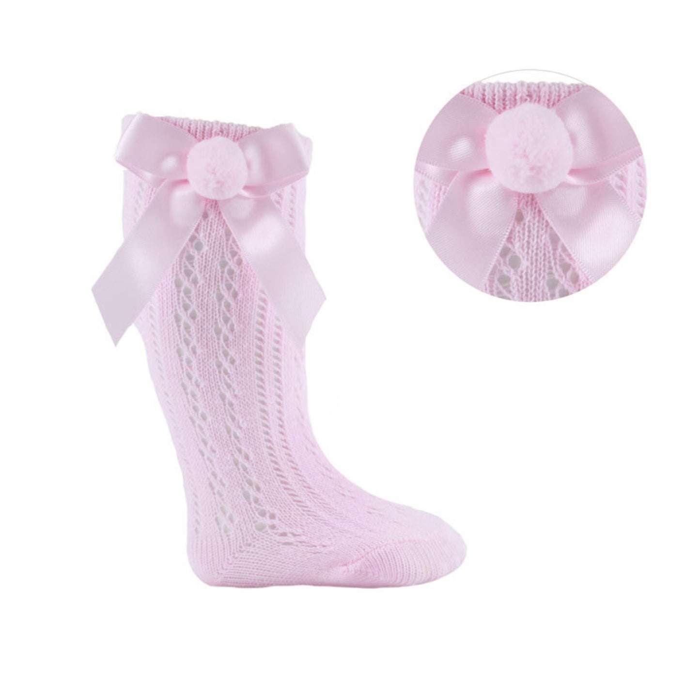 PS08 - Soft Touch knee high sock with pom bow