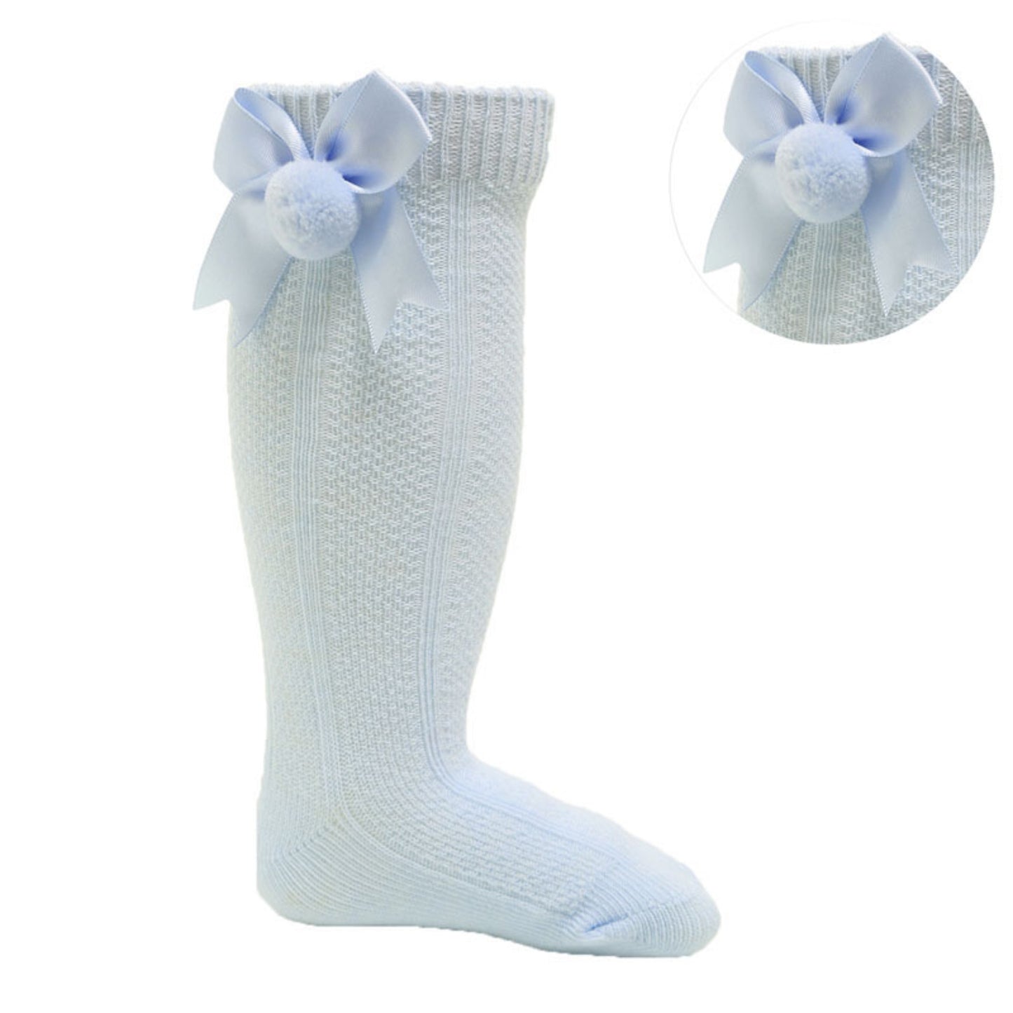 S107 - Soft Touch knee high sock with pom bow