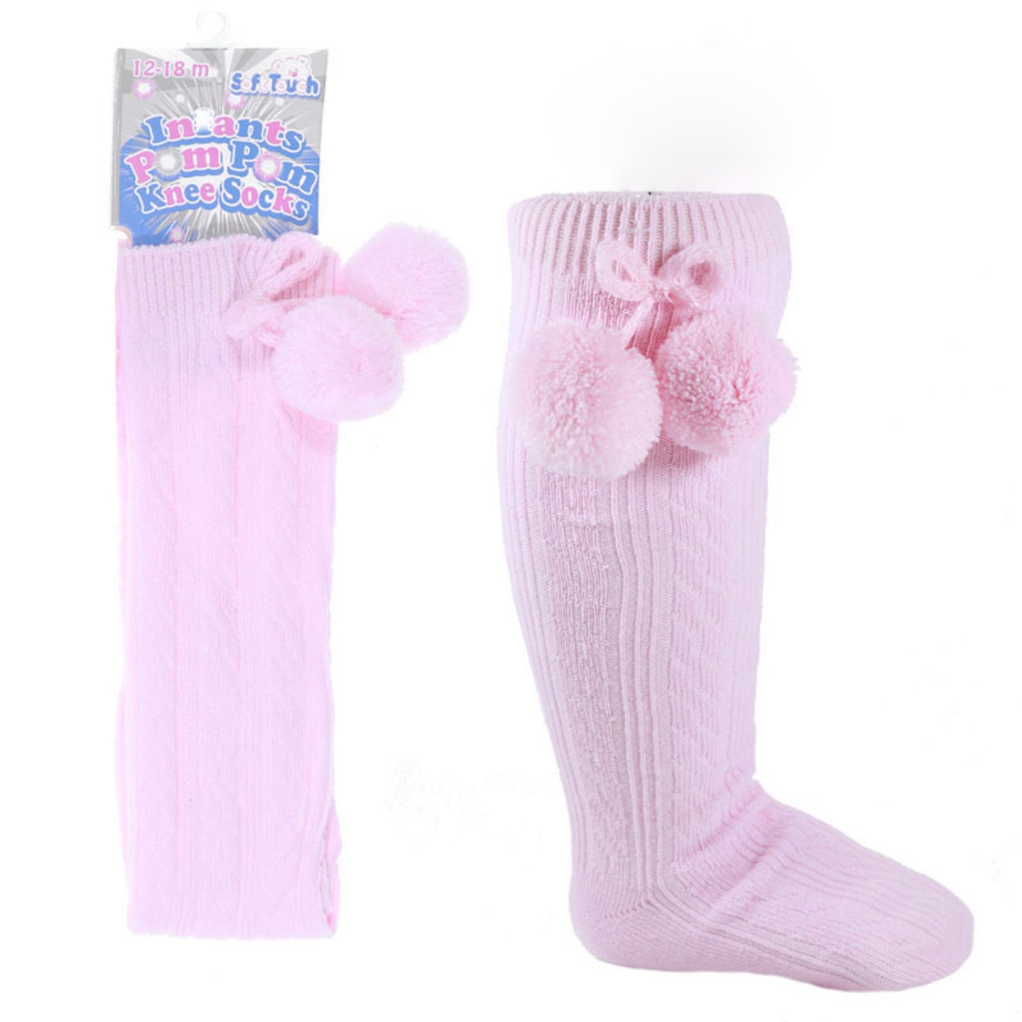 S108 - Soft Touch knee high sock with poms