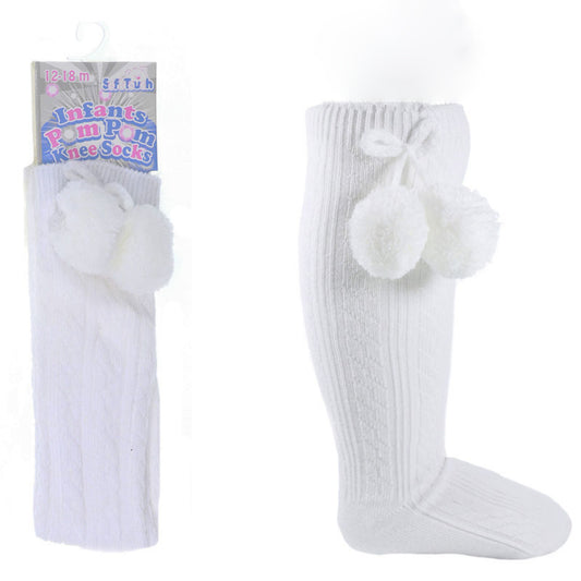 S108 - Soft Touch knee high sock with poms