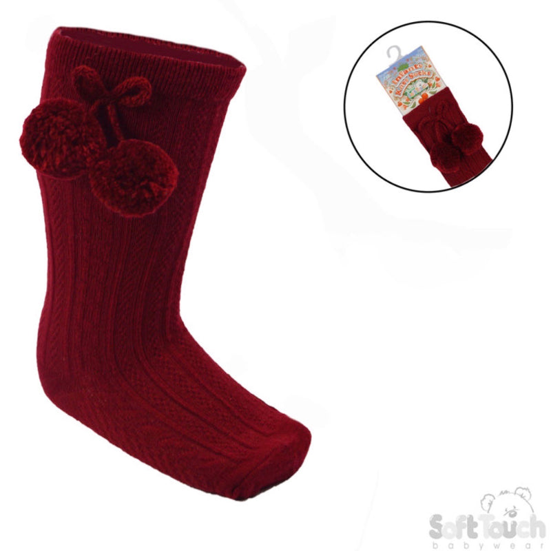 S355 - Soft Touch knee sock with pom pom