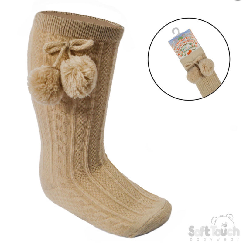 S355 - Soft Touch knee sock with pom pom