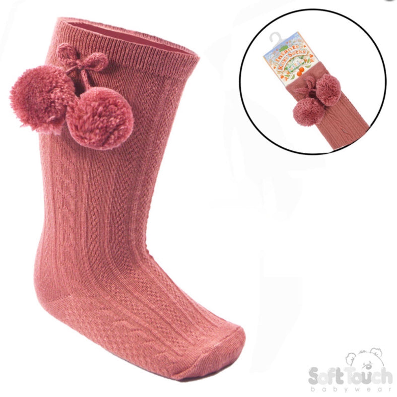 S355 - Soft Touch knee sock with pom pom