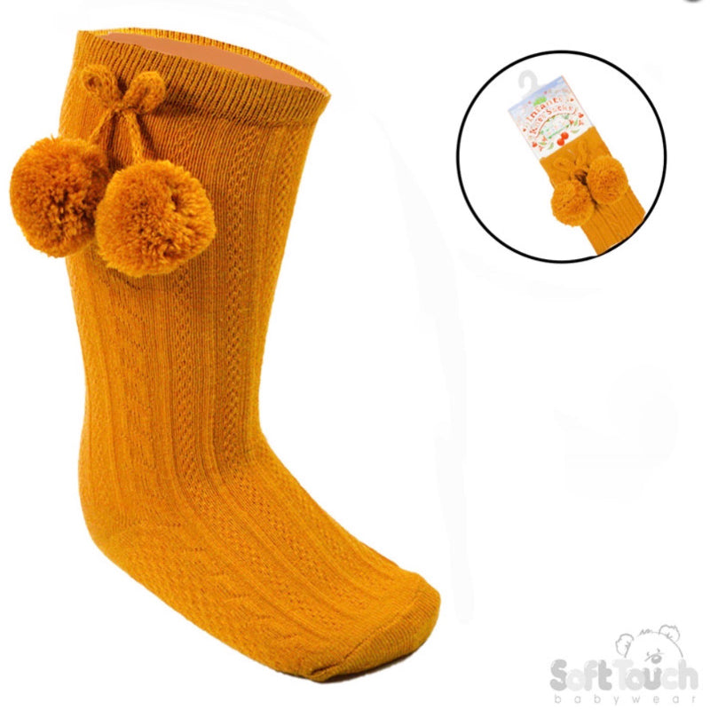 S355 - Soft Touch knee sock with pom pom