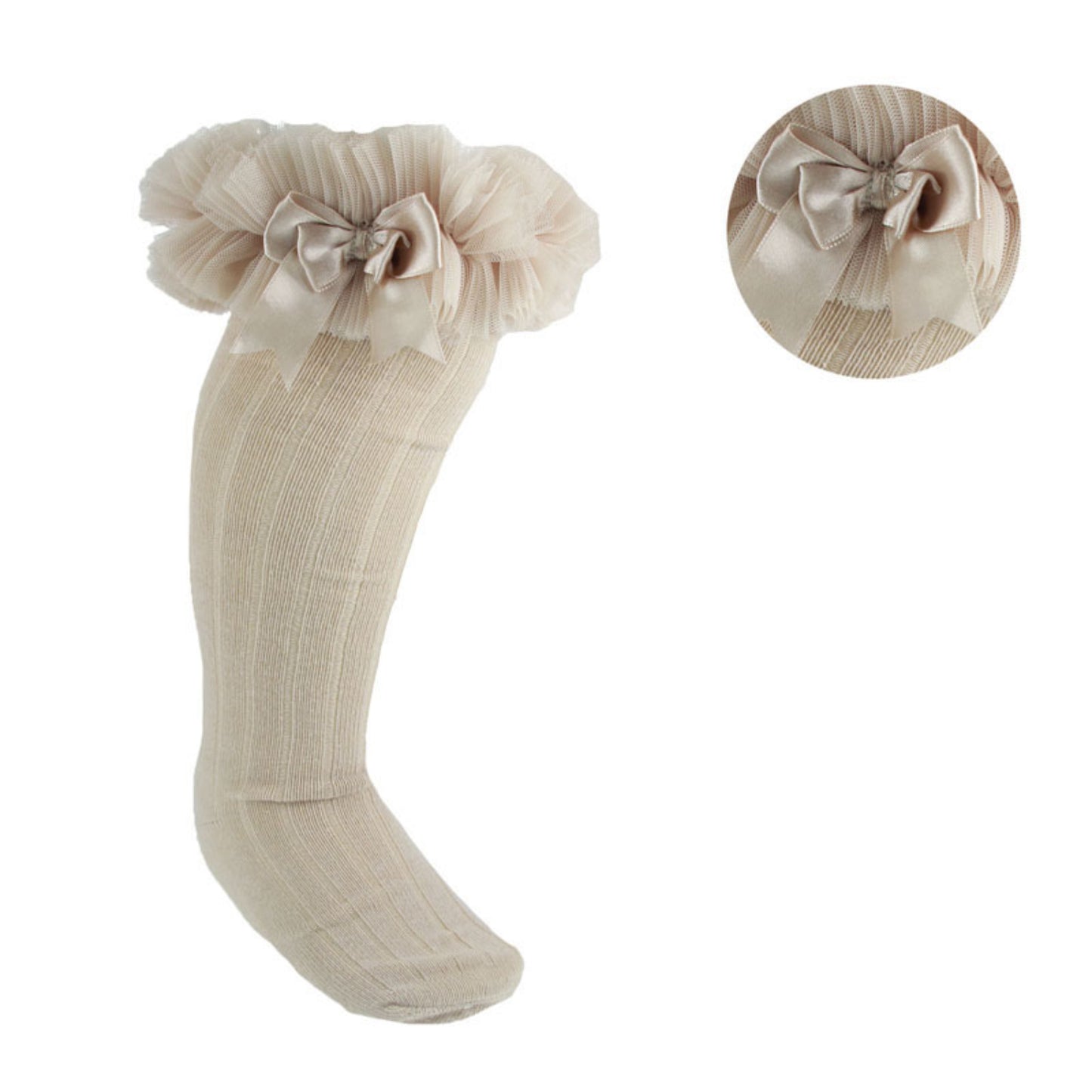 S72 - Soft Touch Knee high sock with organza and bow