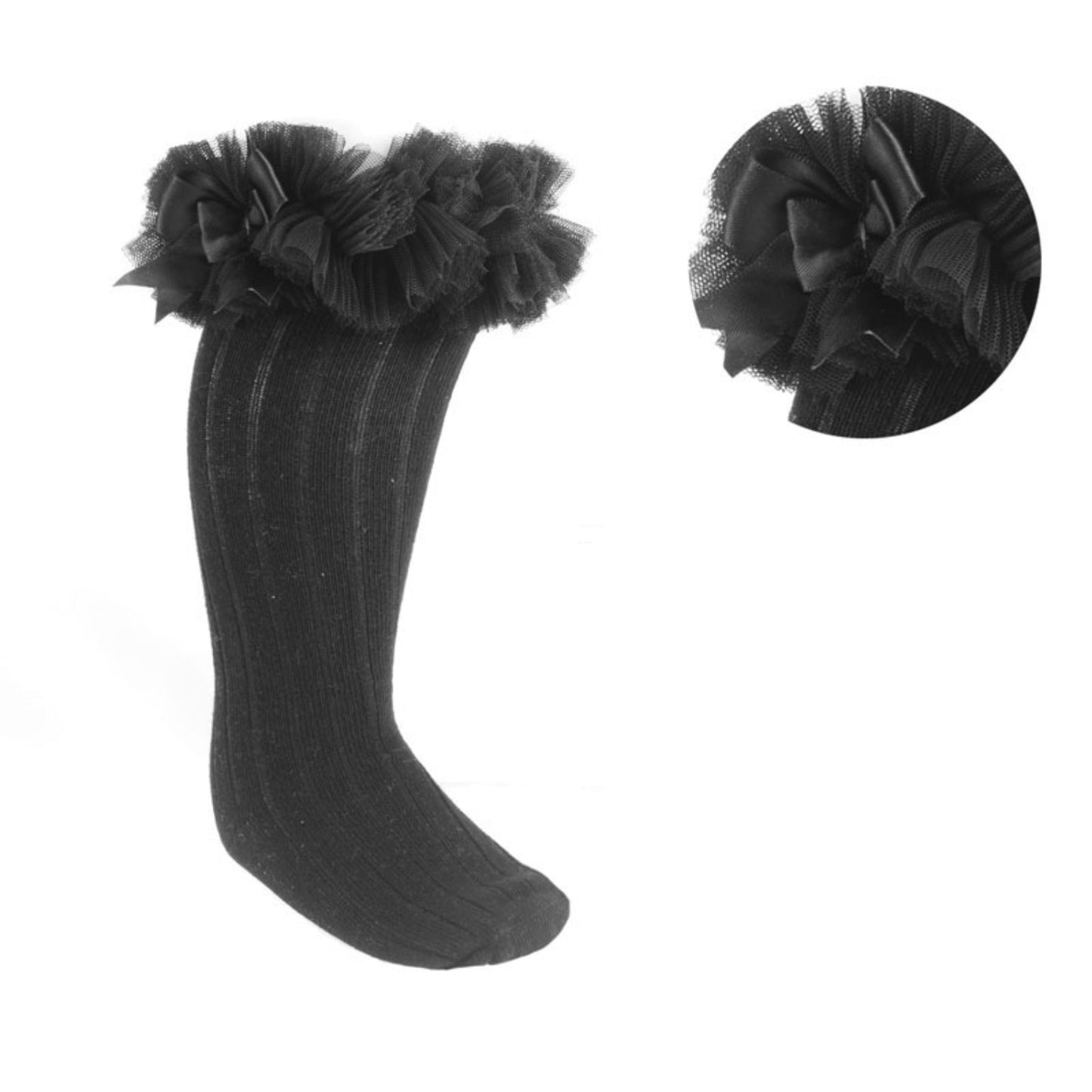 S72 - Soft Touch Knee high sock with organza and bow