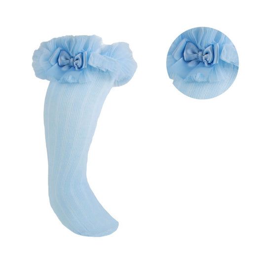 S72 - Soft Touch Knee high sock with organza and bow