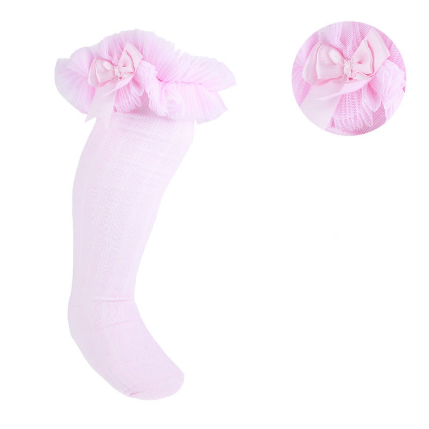 S72 - Soft Touch Knee high sock with organza and bow