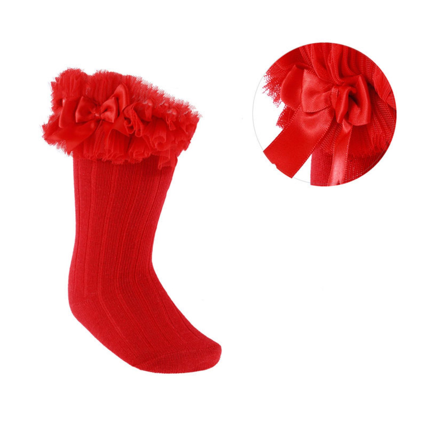 S72 - Soft Touch Knee high sock with organza and bow