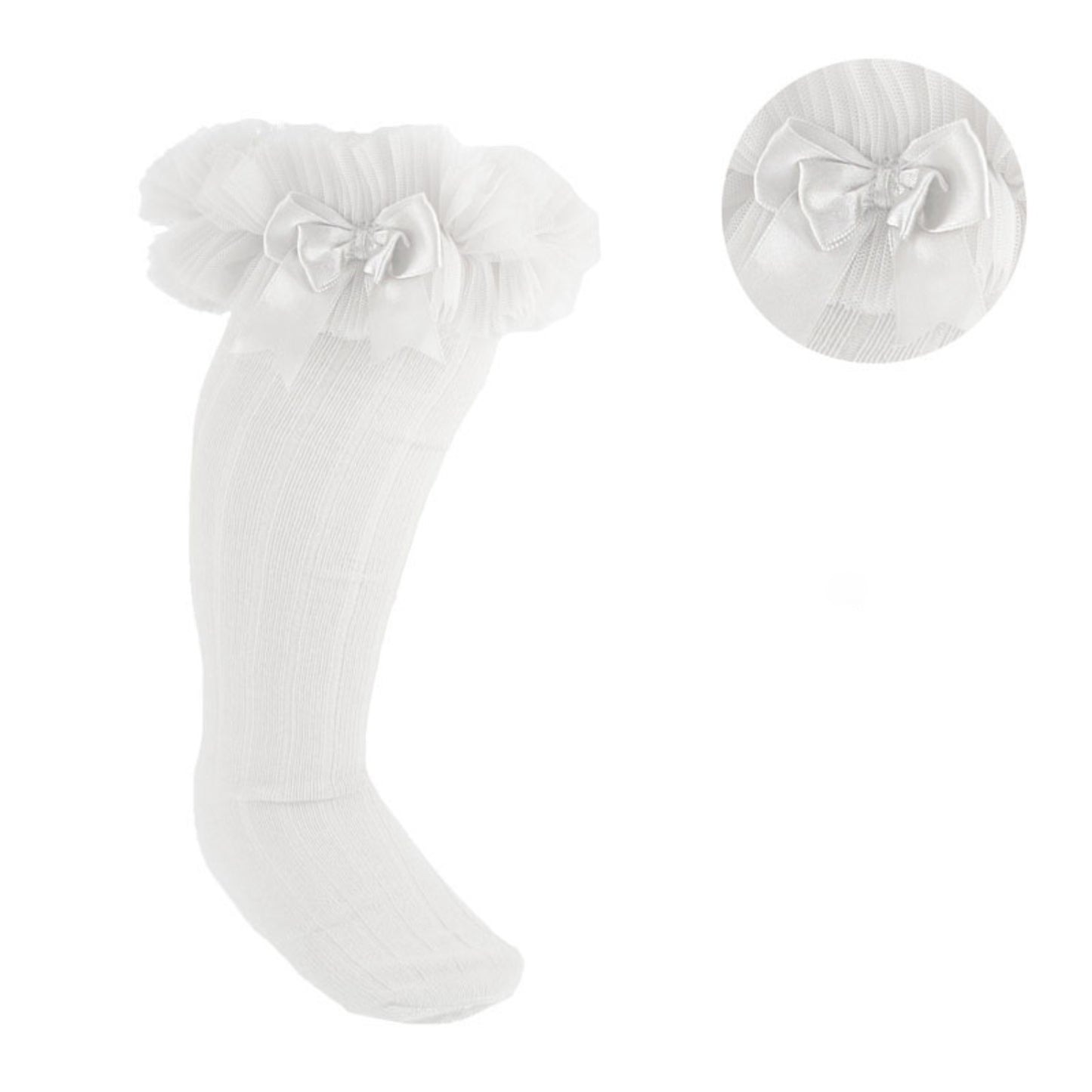 S72 - Soft Touch Knee high sock with organza and bow