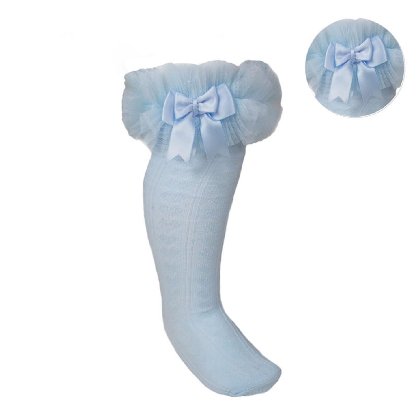 S75 - Soft Touch Knee high sock with organza and bow